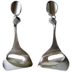 Bjorn Weckstrom for Lapponia Sterling Silver Futuristic Space Age Earrings