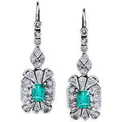 Emerald and Diamond Drop Earrings