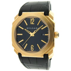 Bulgari Rose Gold Octo Alligator Strap Self-Winding Wristwatch 4