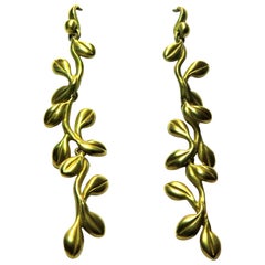 Timeless Kieselstein Cord Long Vine Motif Gold Earrings