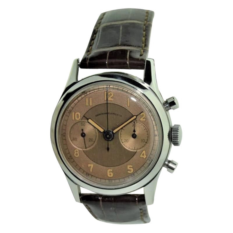 Abercrombie and Fitch Stainless Steel 1 Button Chronograph Watch, 1930s