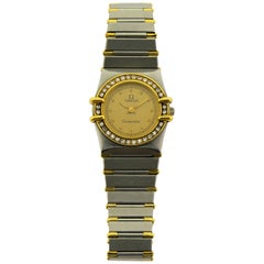 Retro Omega Ladies Yellow Gold Stainless Steel Diamond Constellation Quartz Watch
