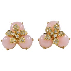 Natural Pink Opal Diamond Tres Chic Vintage Earrings