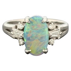 1.10ct Black Opal and 0.25ctw Diamond Platinum Ring