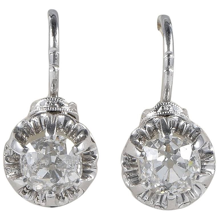 Diamond Flower Drop Earrings in Gold