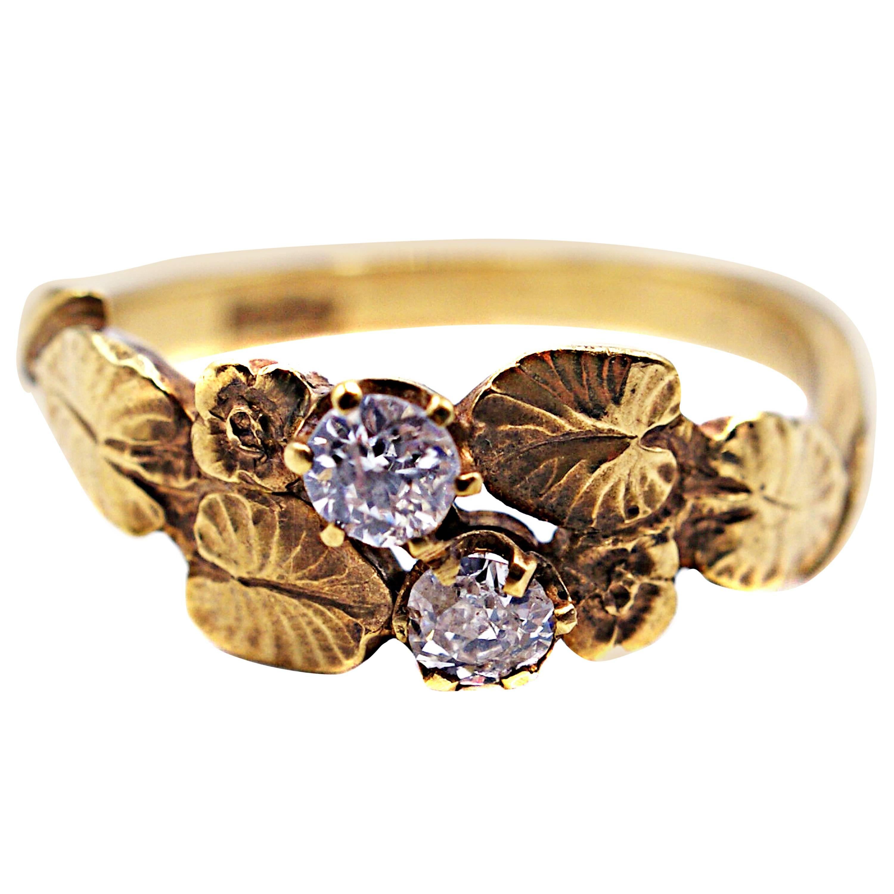 Art Nouveau Diamond Gold Engagement Ring