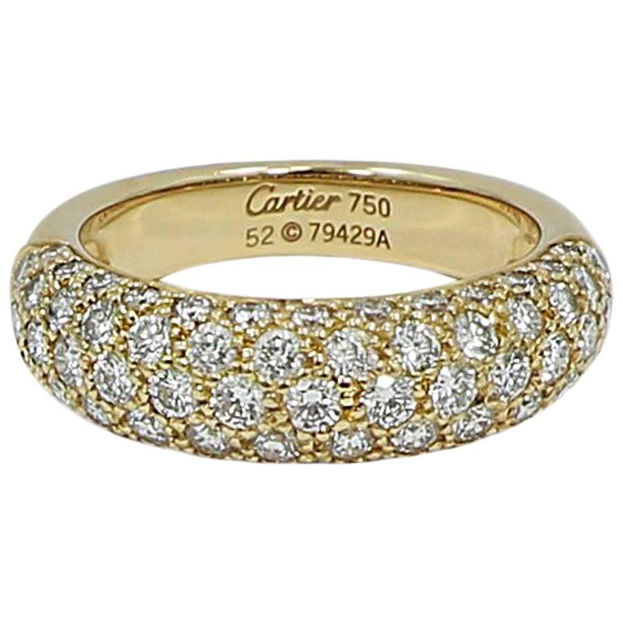 Cartier Diamond Yellow Gold Band For Sale