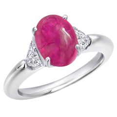 Platin-Vintage-Verlobungsring RG mit einem natürlichen Rubin von OGI Ltd (3,70 Karat) und Diamanten (0,90 Karat)