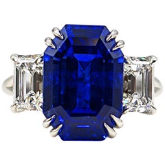 10.67 Carat Natural No Heat Ceylon Sapphire Diamond Ring 10