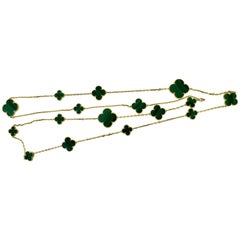 Van Cleef & Arpels Magic Alhambra Malachite 16 Motif Long Necklace 12