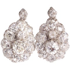 Diamond Cluster Platinum Earrings 3
