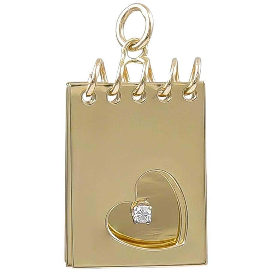 Charm Pad Note Adorable Gold Notepad Charm For Sale at 1stDibs