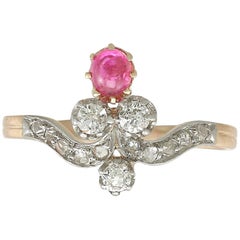 1890s Ruby and Diamond Yellow Gold Cocktail Ring 12