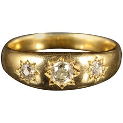 Antique Victorian 0.40 Carat Diamond 18 Carat Yellow Gold Trilogy Ring Unisex 5