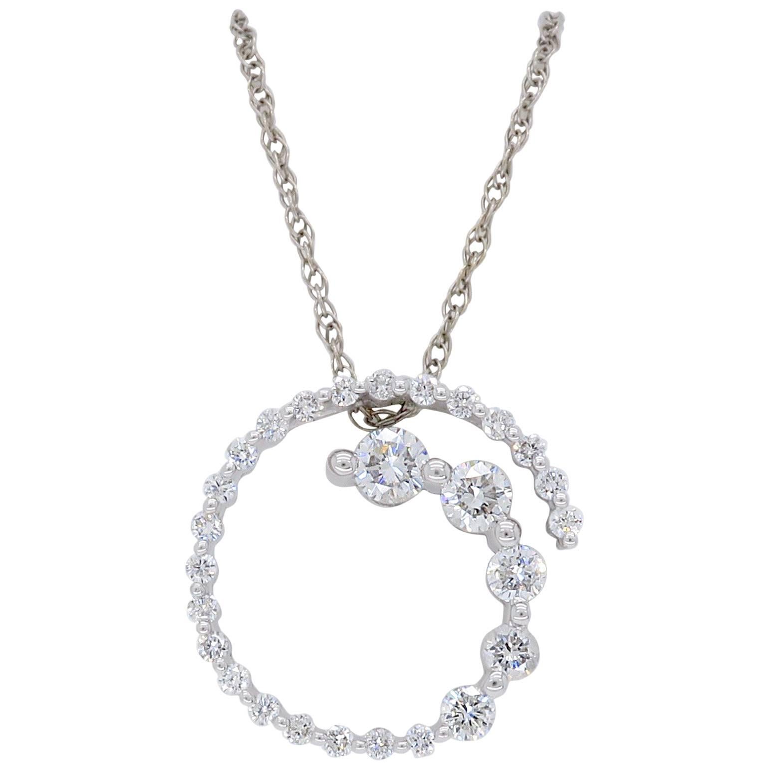  Diamond White Gold Pendant Chain Necklace 
