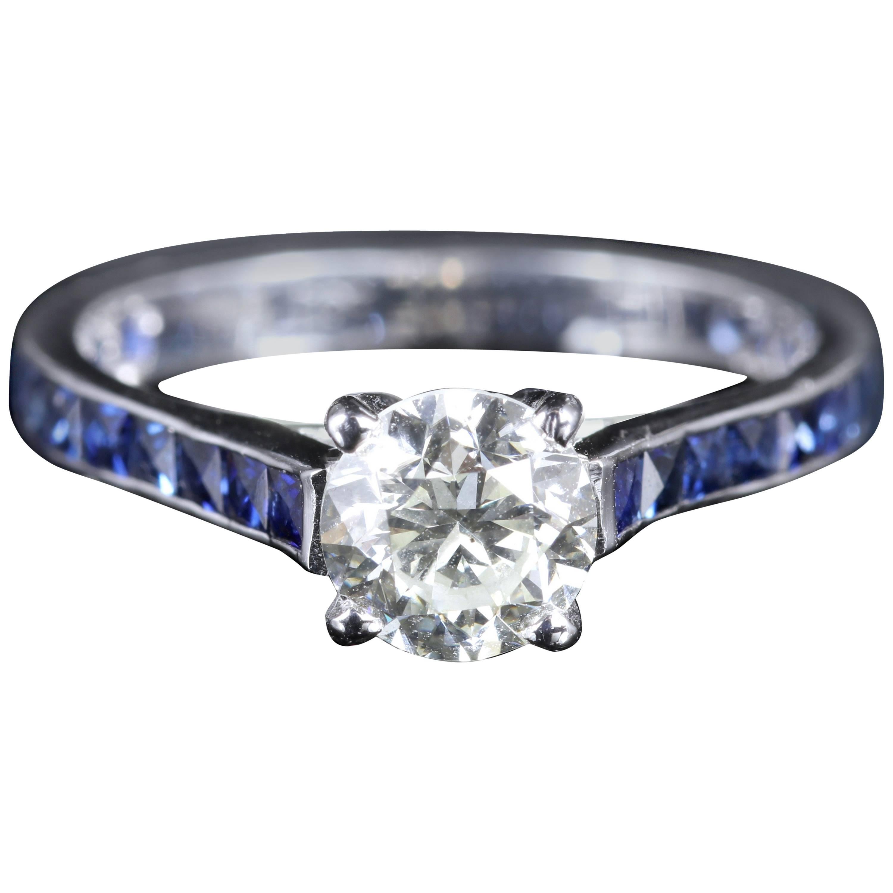 Antique Edwardian Diamond Engagement Ring Sapphire Shoulders