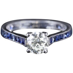 Antique Edwardian Diamond Engagement Ring Sapphire Shoulders Antique Edwardian Diamond Engagement Ring Sapphire Shoulders