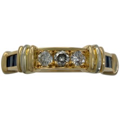 Rare Vintage Cartier Contessa Sapphire & Diamond 18k Yellow Gold Band Ring