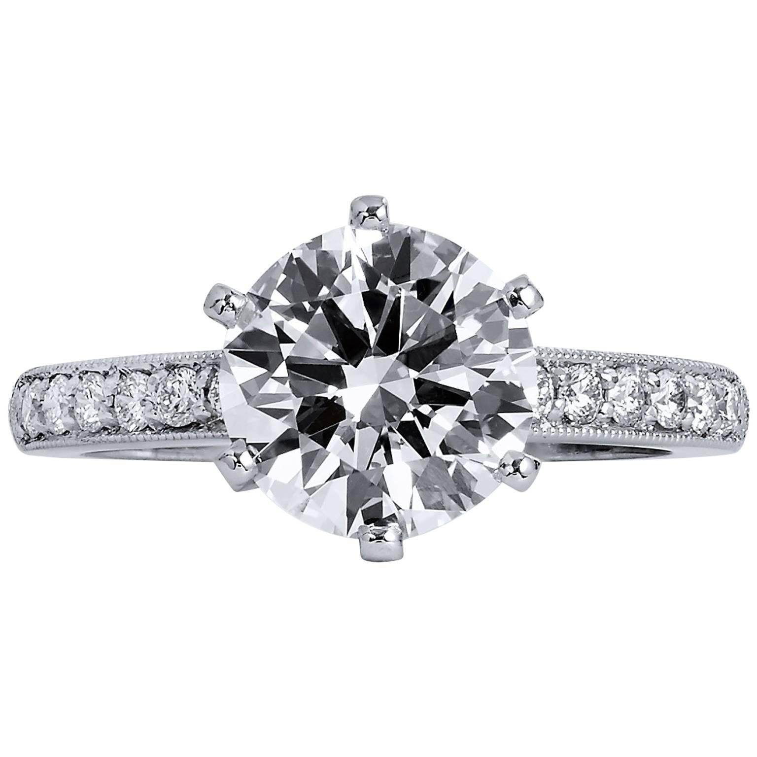 H & H 2.52 Carat Diamond Engagement Ring