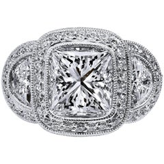 GIA-zertifizierter 3,47 Karat quadratischer Brillant-Diamant-Platin-Verlobungsring 6