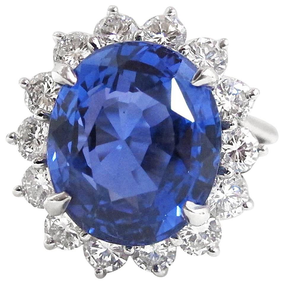 12.19 Ceylon No Heat Sapphire and Diamond Ring