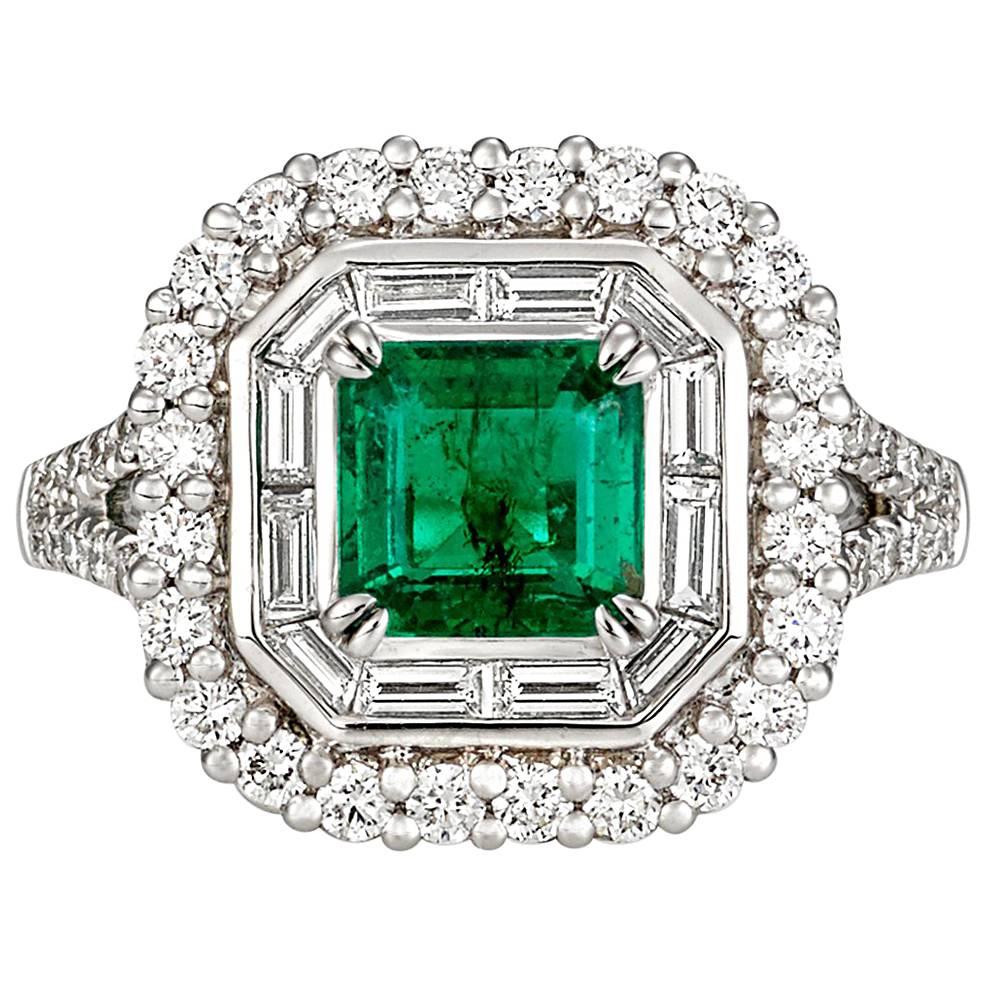 2.40 Carat Emerald and Diamonds Dress Ring