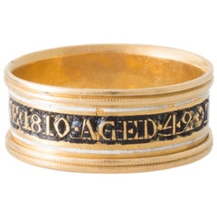 Georgian Black and White Enamel Mourning Ring