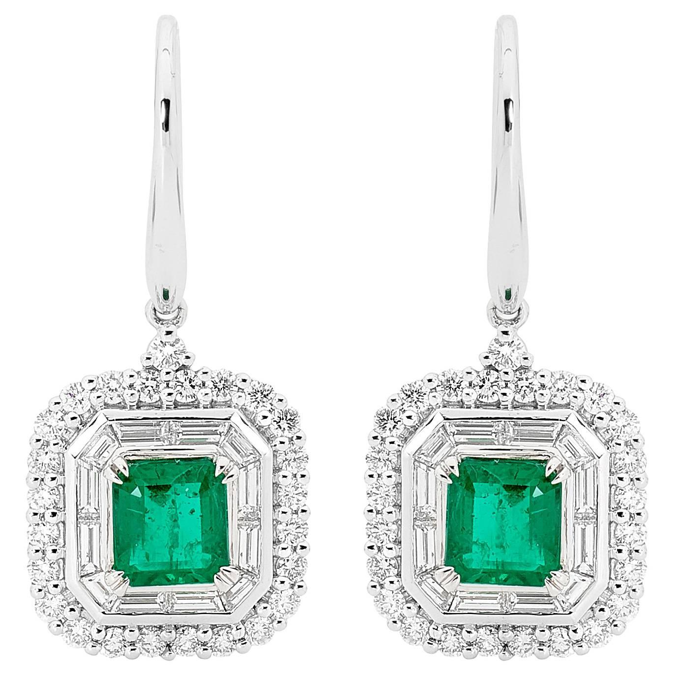 Emerald and Diamonds Drop Earrings