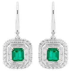 Emerald and Diamonds Drop Earrings