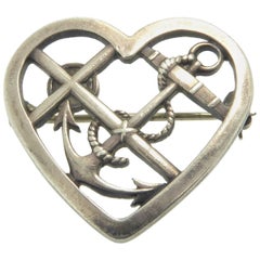 Georg Jensen Silver Brooch, Faith Love Hope, Design No. 296, Wilhem Albertus