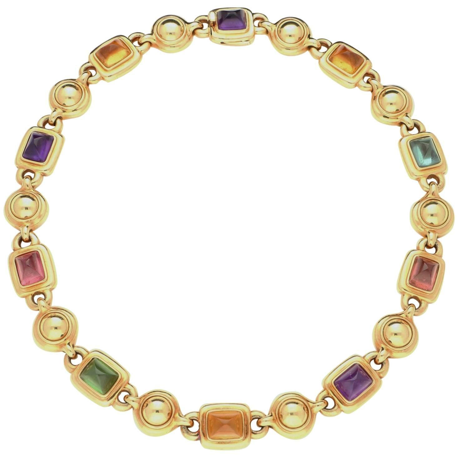 Chanel Multi Gem Gold Necklace
