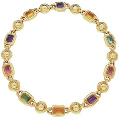 Vintage Chanel Multi Gem Gold Necklace