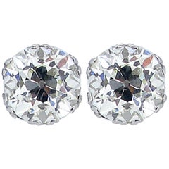 Old Mine Cushion Shape Diamond Stud Earrings, circa 1920 1