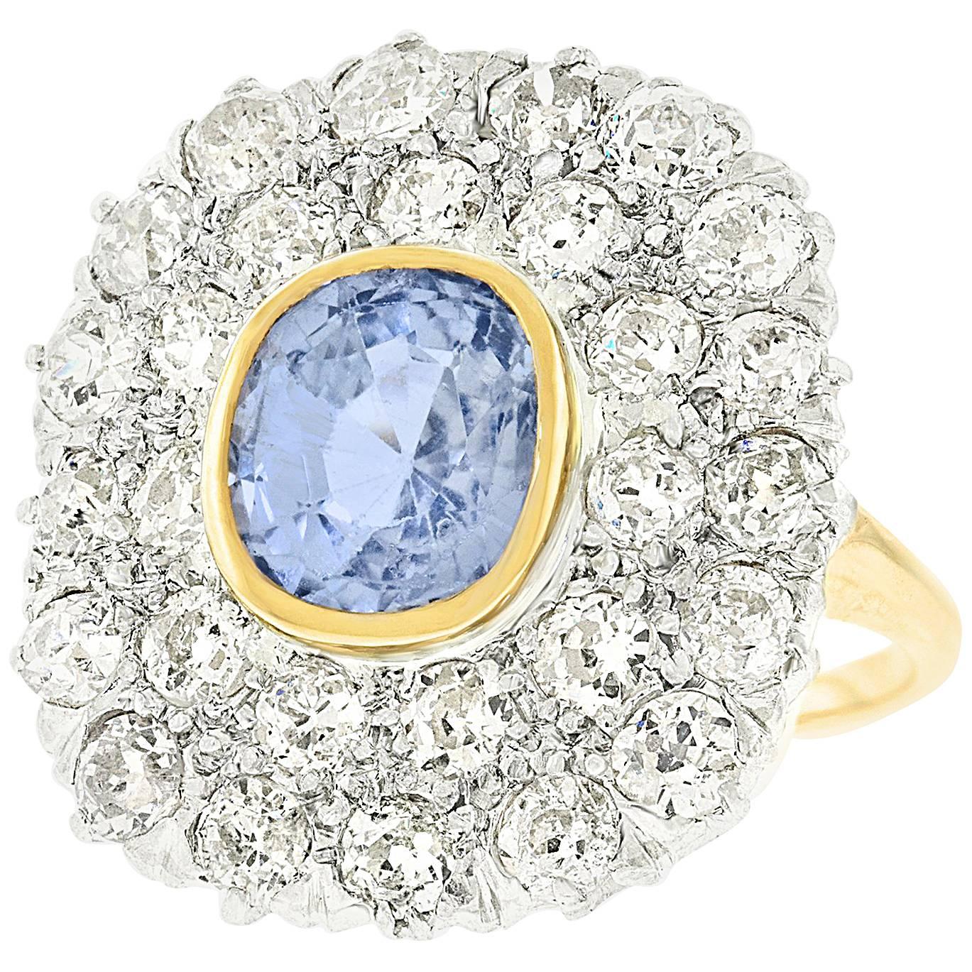 Art Deco Sapphire and Diamond Set Gold Ring