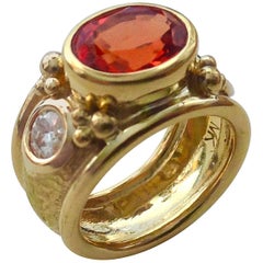 Michael Kneebone Mandarin Garnet White Diamond "Bombe" Ring