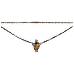 Antique Imperial Topaz and Pearl Pendant Necklace