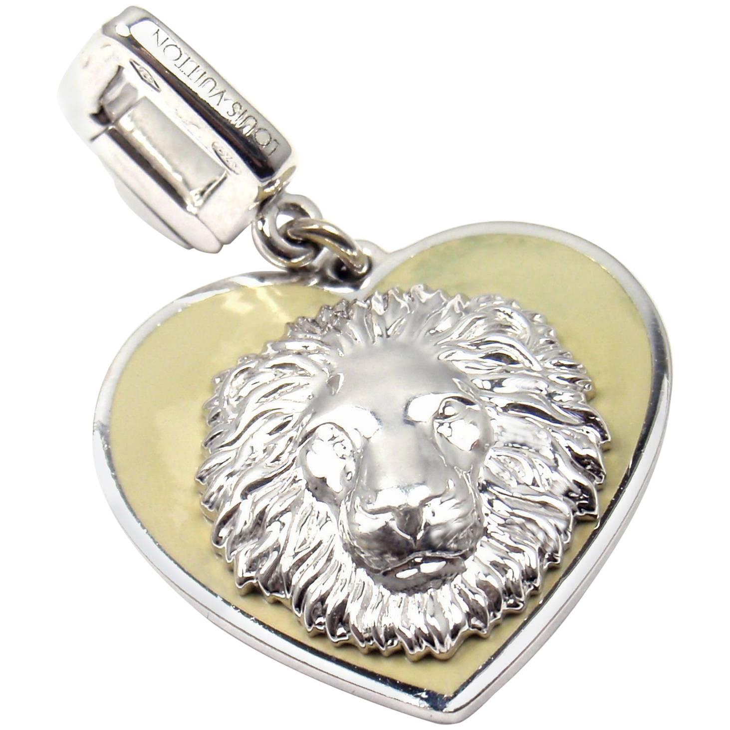 Louis Vuitton Be Well Lion Sapphire Enamel White Gold Charm Pendant