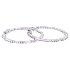 GIA Certified Diamond Hoop Earrings in White Gold 5