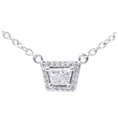 Fine Diamond Trapezoid Cut Pendant Necklace in 18 Karat White Gold 12