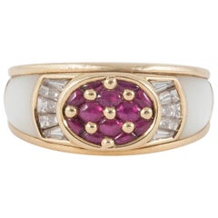 Vintage Mauboussin Paris Ruby Diamond Mother-of-Pearl Ring