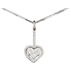 Heart shaped, modern, Diamond  Cluster Pendant on Chain, 18ct white gold