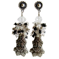 Antique Sterling Lion’s Paw Amulet Cluster Earrings 2