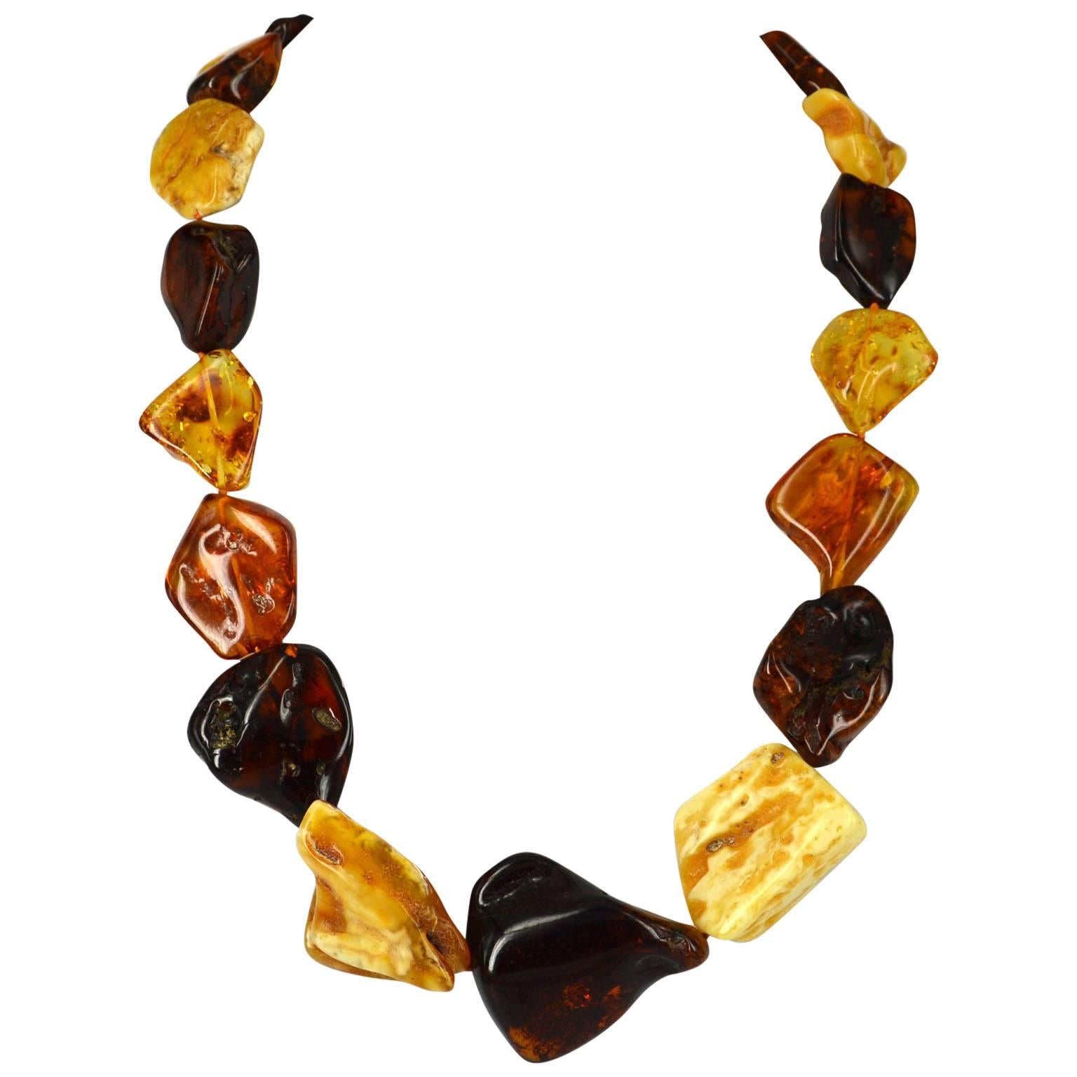 Decadent Jewels Large Natural Graduated Baltic Amber Necklace