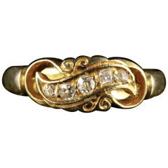 Edwardian Diamond Five-Stone 18 Carat Gold Twist Ring Dated Birmingham, 1907