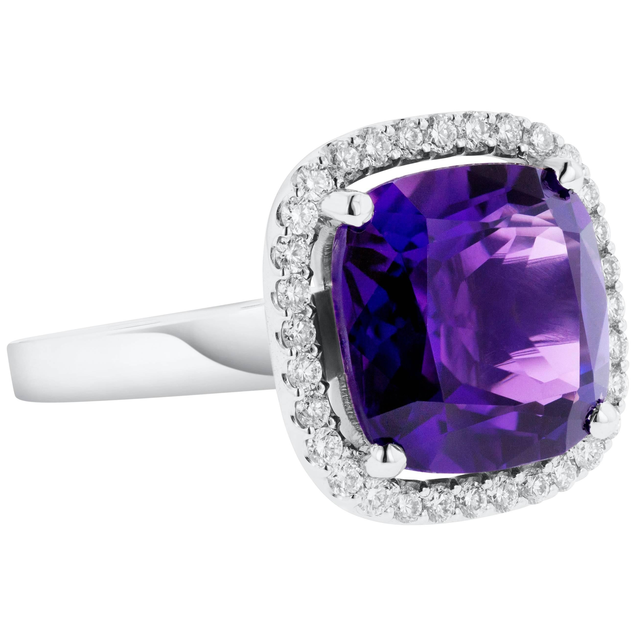 Purple Amethyst Diamond Cocktail Ring For Sale