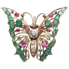 Polish Antique Gem-Set Butterfly Brooch