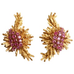 LG Treasures 1970s Italian Ruby Gold Earrings