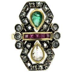Ruby Emerald Diamond Gold Ring 11