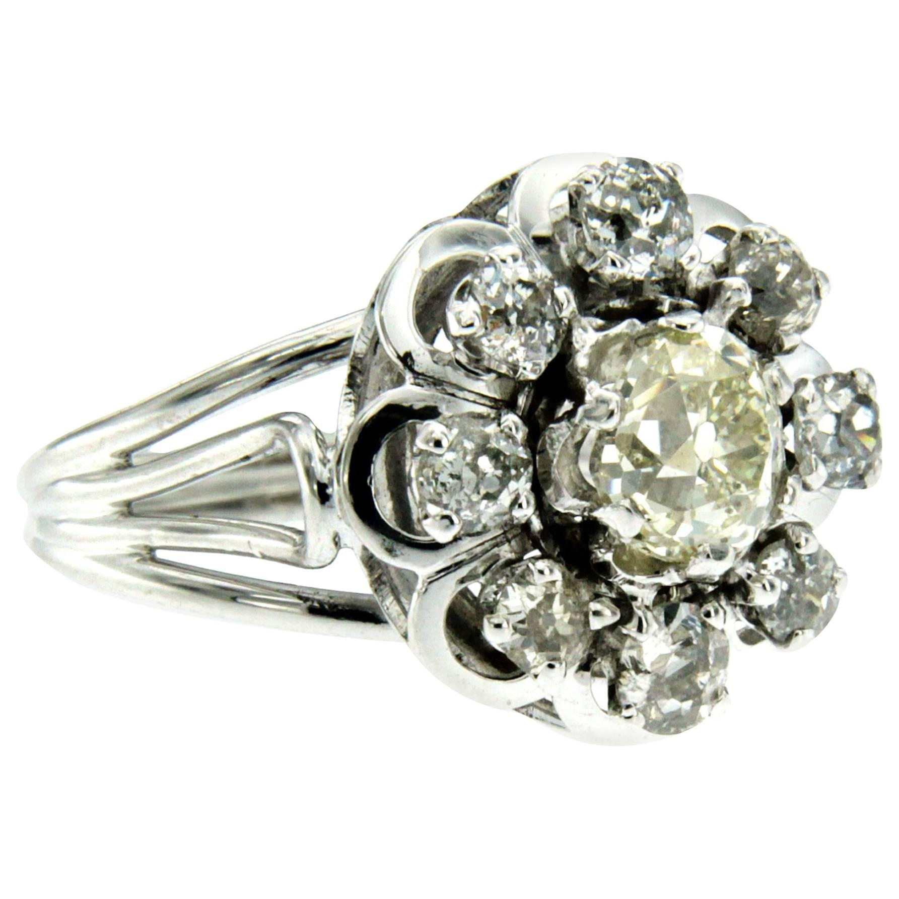 Art Deco Diamond Gold Cluster Ring