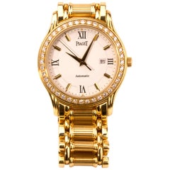 Piaget Yellow Gold Diamond Bezel White Dial Automatic Wristwatch Ref 24001 M501D 4